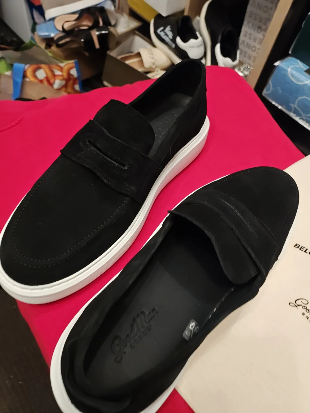 Good Man Brand Black Slip-On Loafers with White Sole Size 11